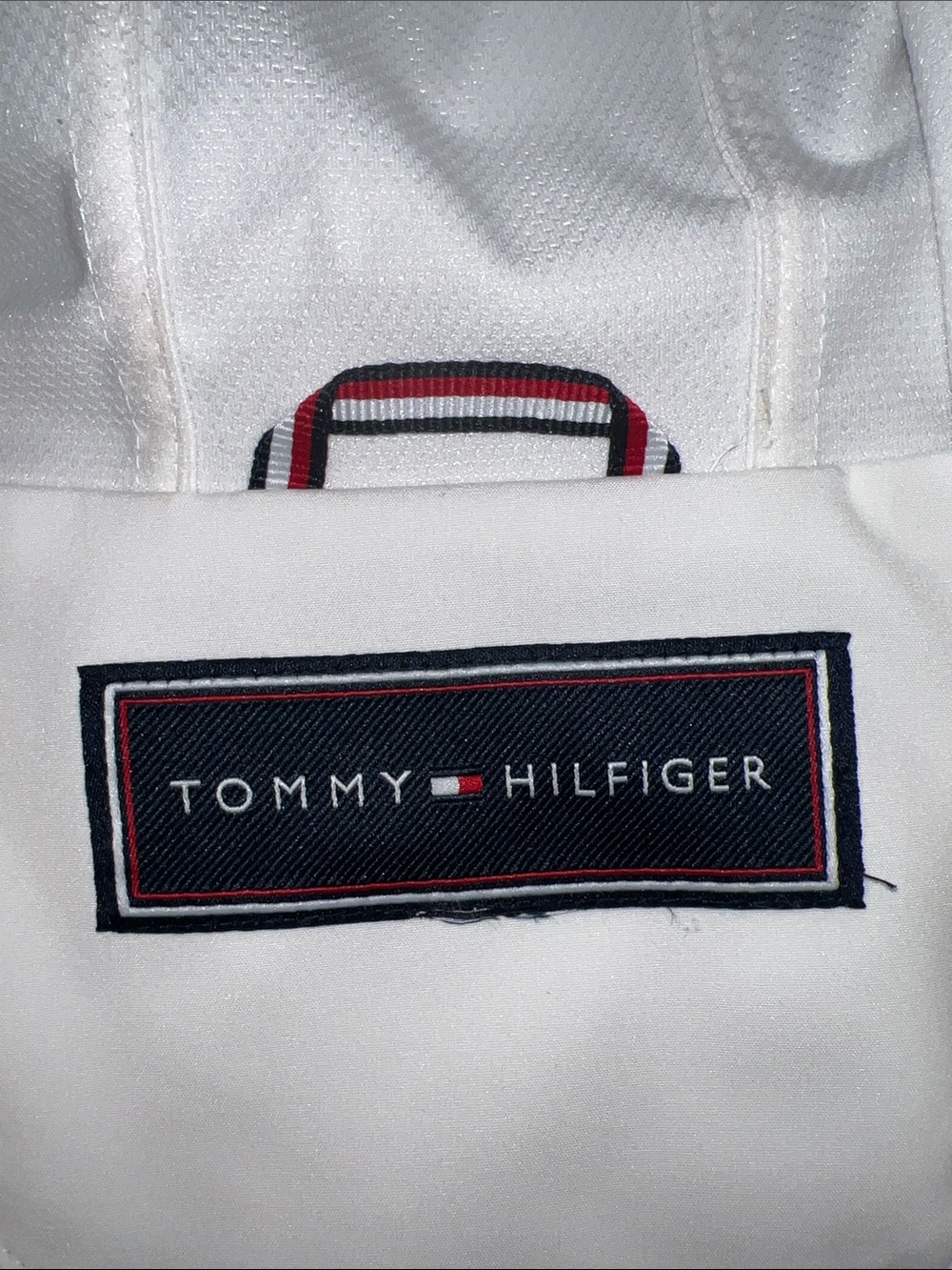 Tommy Hilfiger White Jacket with Navy Logo Patch - Picture 2 of 15